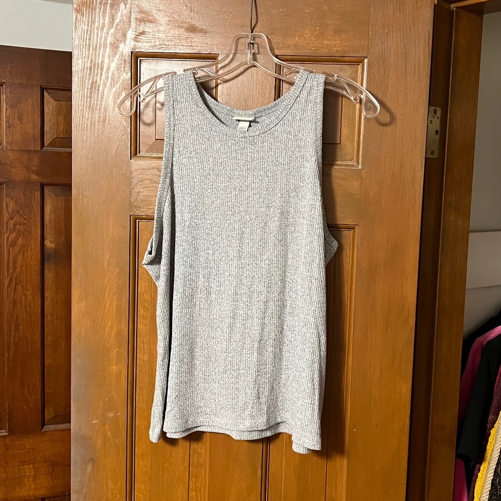 A New Day - Women's Slim Fit Ribbed High Neck Tank Top - Grey - Size XL